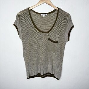 Madewell Watermoor‎ Short Sleeve Scoop Neck Sweater Green Stripe Women's XS